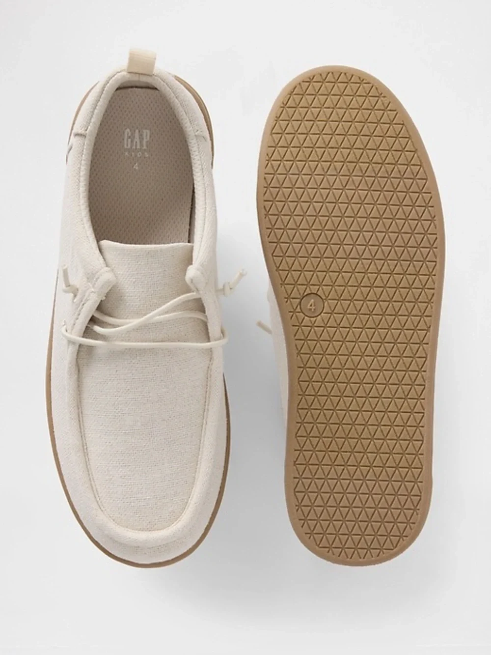 Gap kids mock sneakers size J4 Canvas in Cream with Tan Sole